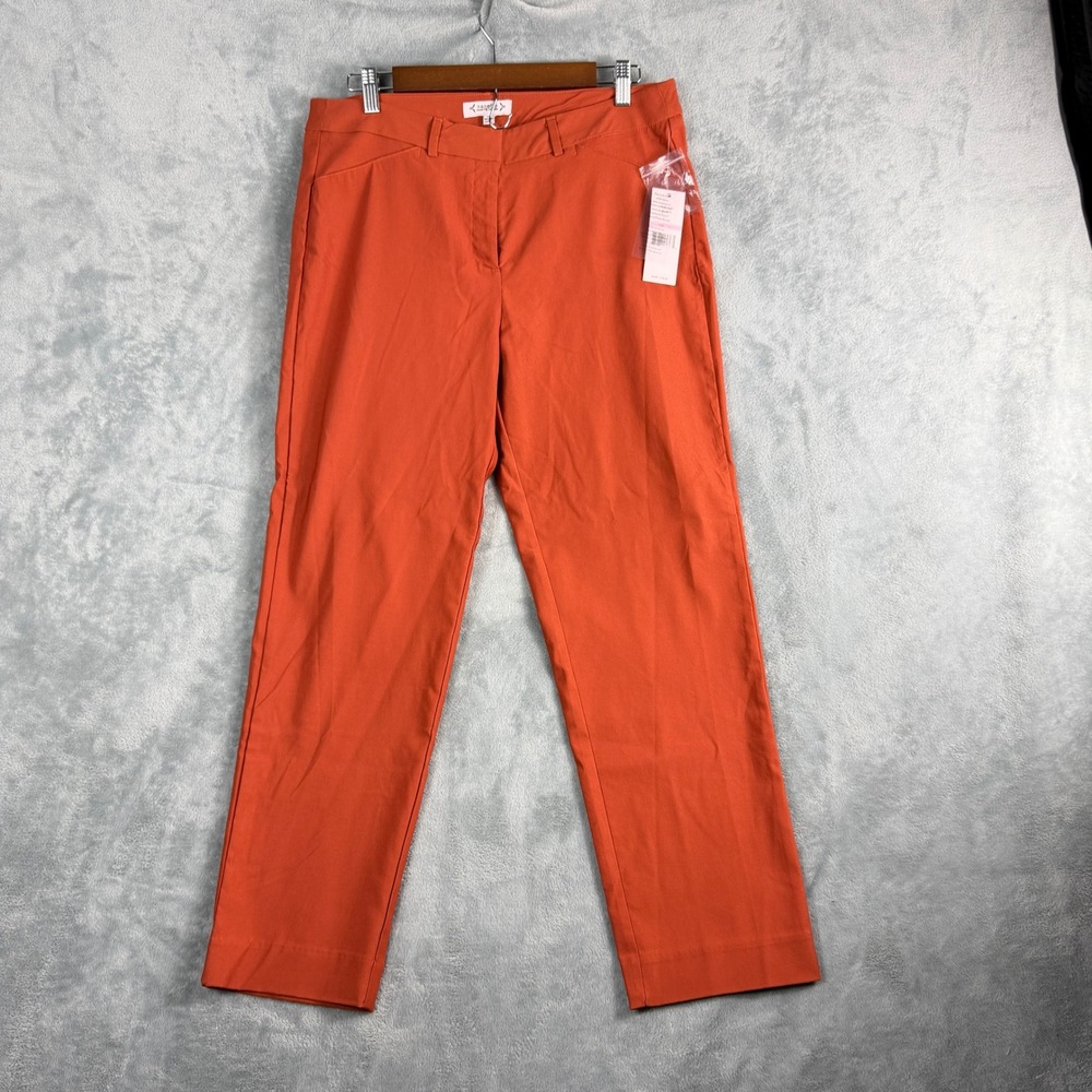 Nanette Lepore Womens 10 Burnt Orange Trousers Straight Leg Office Siren Picante